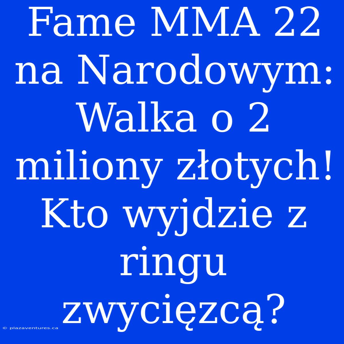 Fame MMA 22 Na Narodowym: Walka O 2 Miliony Złotych! Kto Wyjdzie Z Ringu Zwycięzcą?