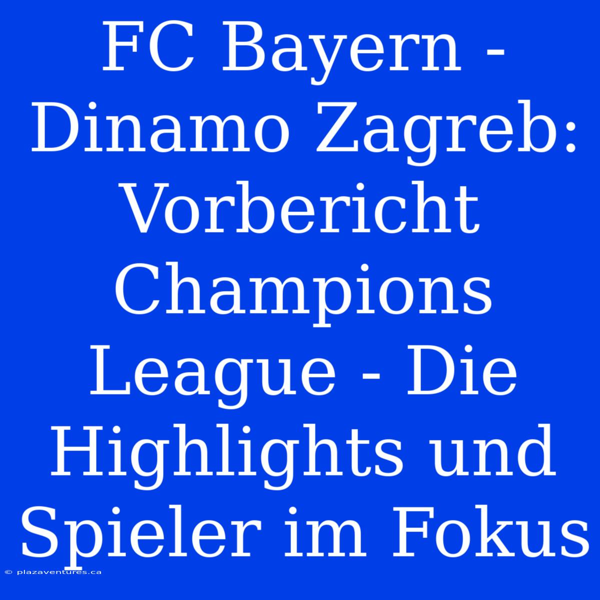 FC Bayern - Dinamo Zagreb: Vorbericht Champions League - Die Highlights Und Spieler Im Fokus