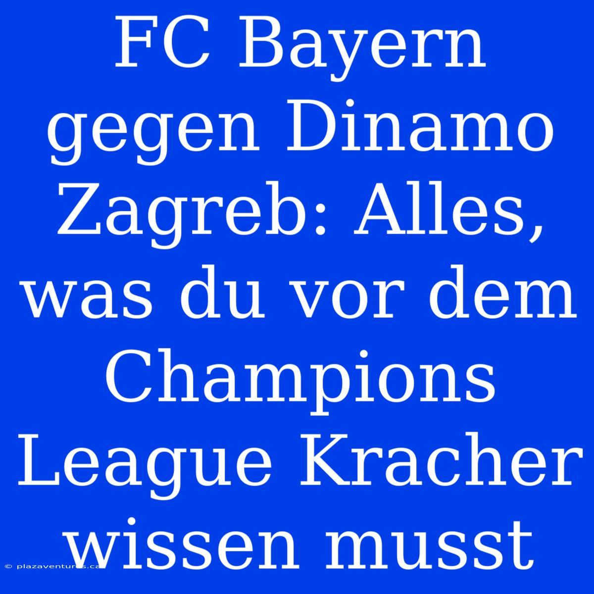 FC Bayern Gegen Dinamo Zagreb: Alles, Was Du Vor Dem Champions League Kracher Wissen Musst