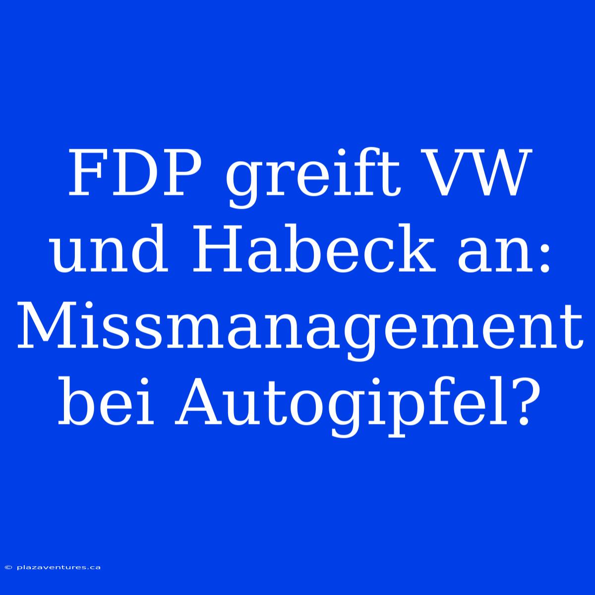 FDP Greift VW Und Habeck An: Missmanagement Bei Autogipfel?