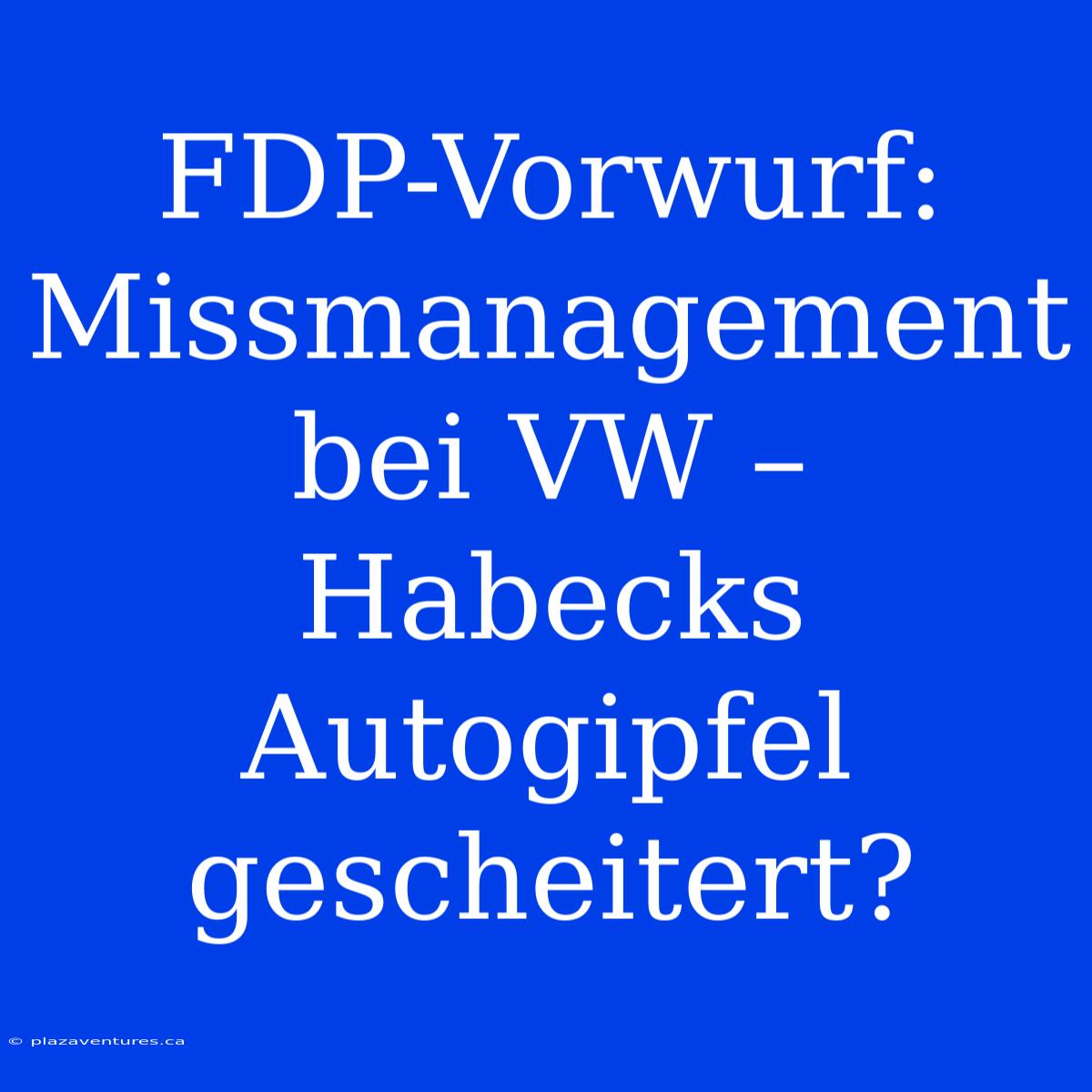 FDP-Vorwurf: Missmanagement Bei VW – Habecks Autogipfel Gescheitert?