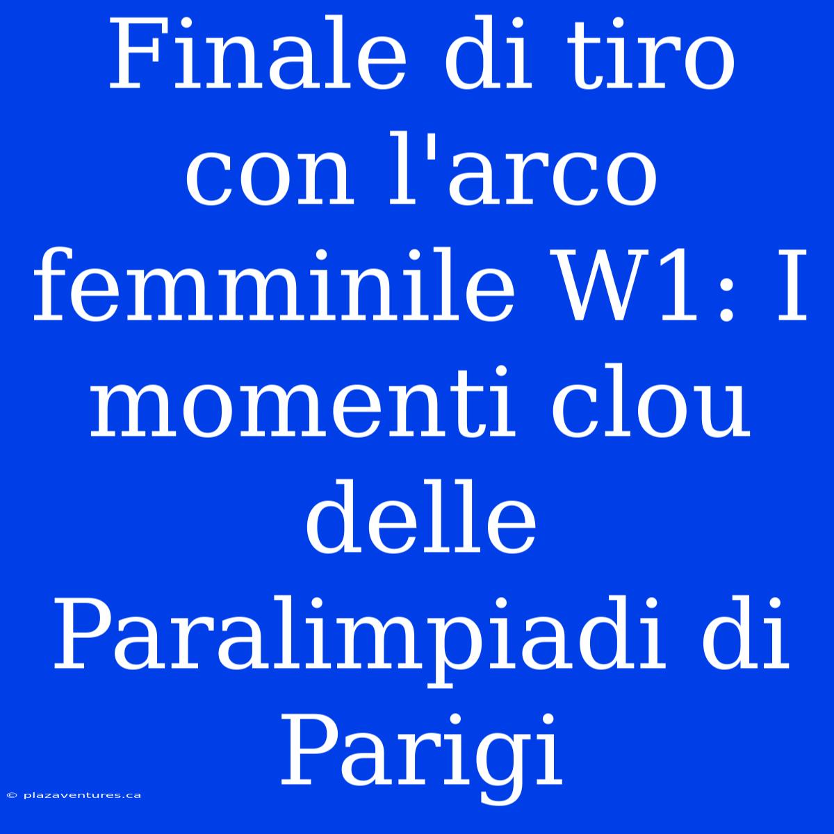 Finale Di Tiro Con L'arco Femminile W1: I Momenti Clou Delle Paralimpiadi Di Parigi