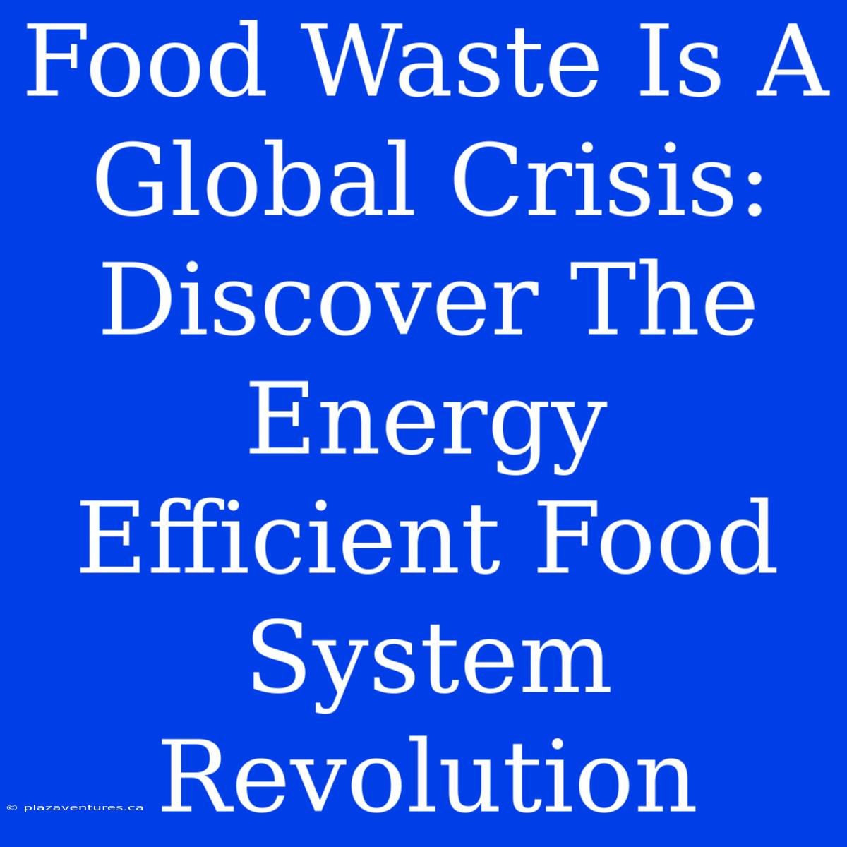 Food Waste Is A Global Crisis:  Discover The Energy Efficient Food System Revolution