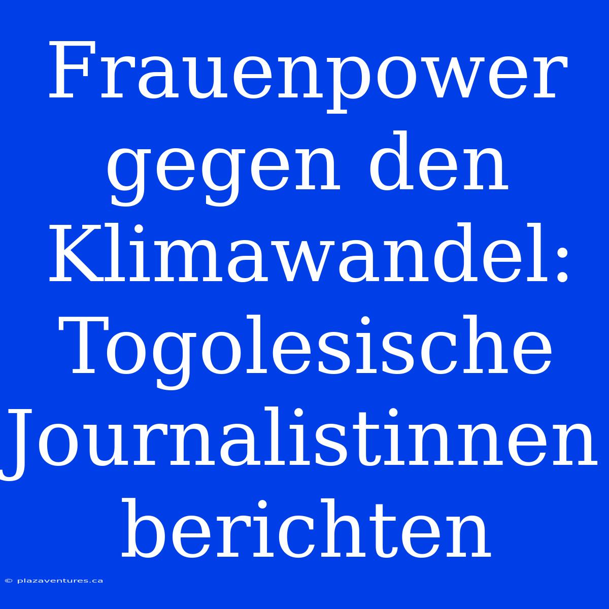 Frauenpower Gegen Den Klimawandel: Togolesische Journalistinnen Berichten