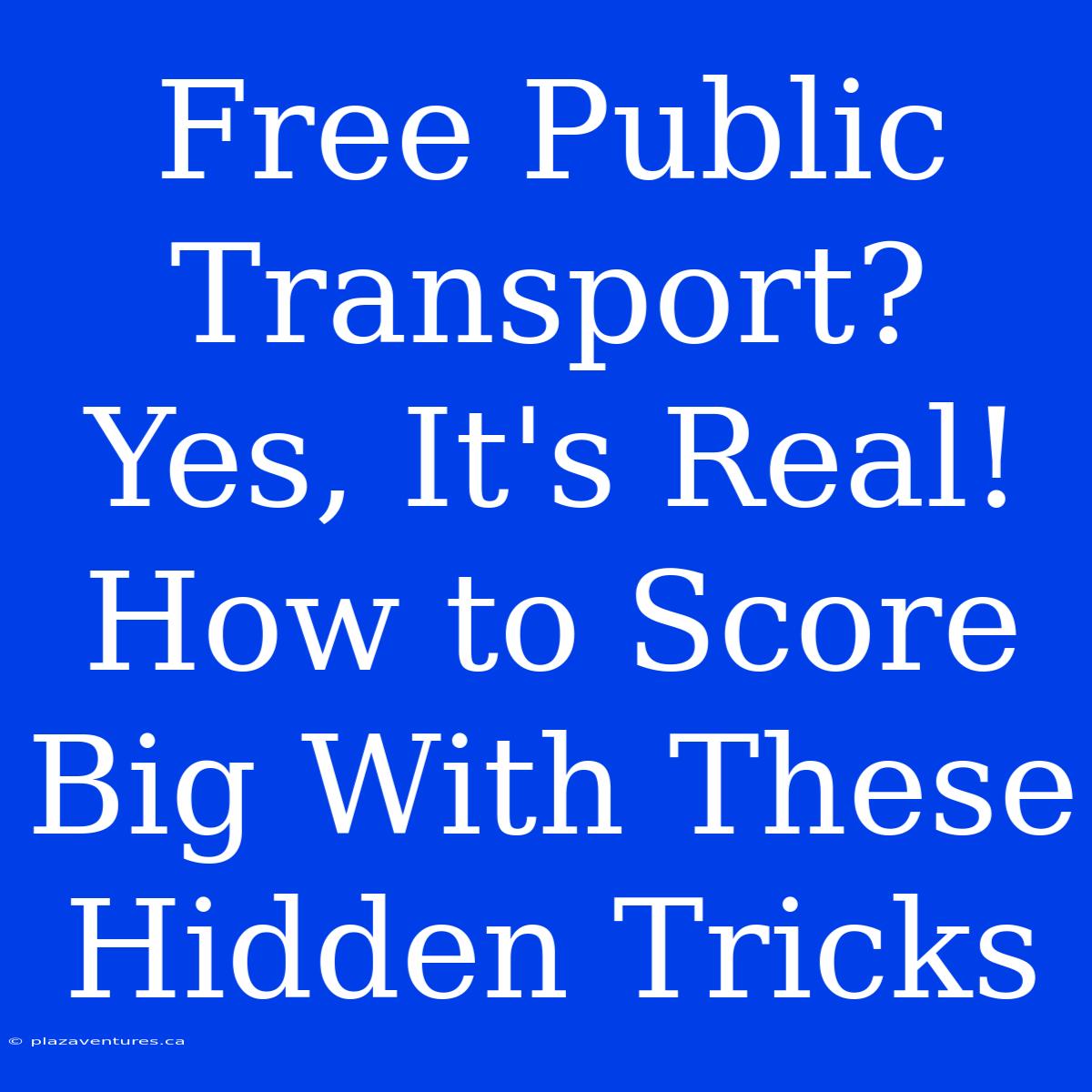 Free Public Transport? Yes, It's Real!  How To Score Big With These Hidden Tricks