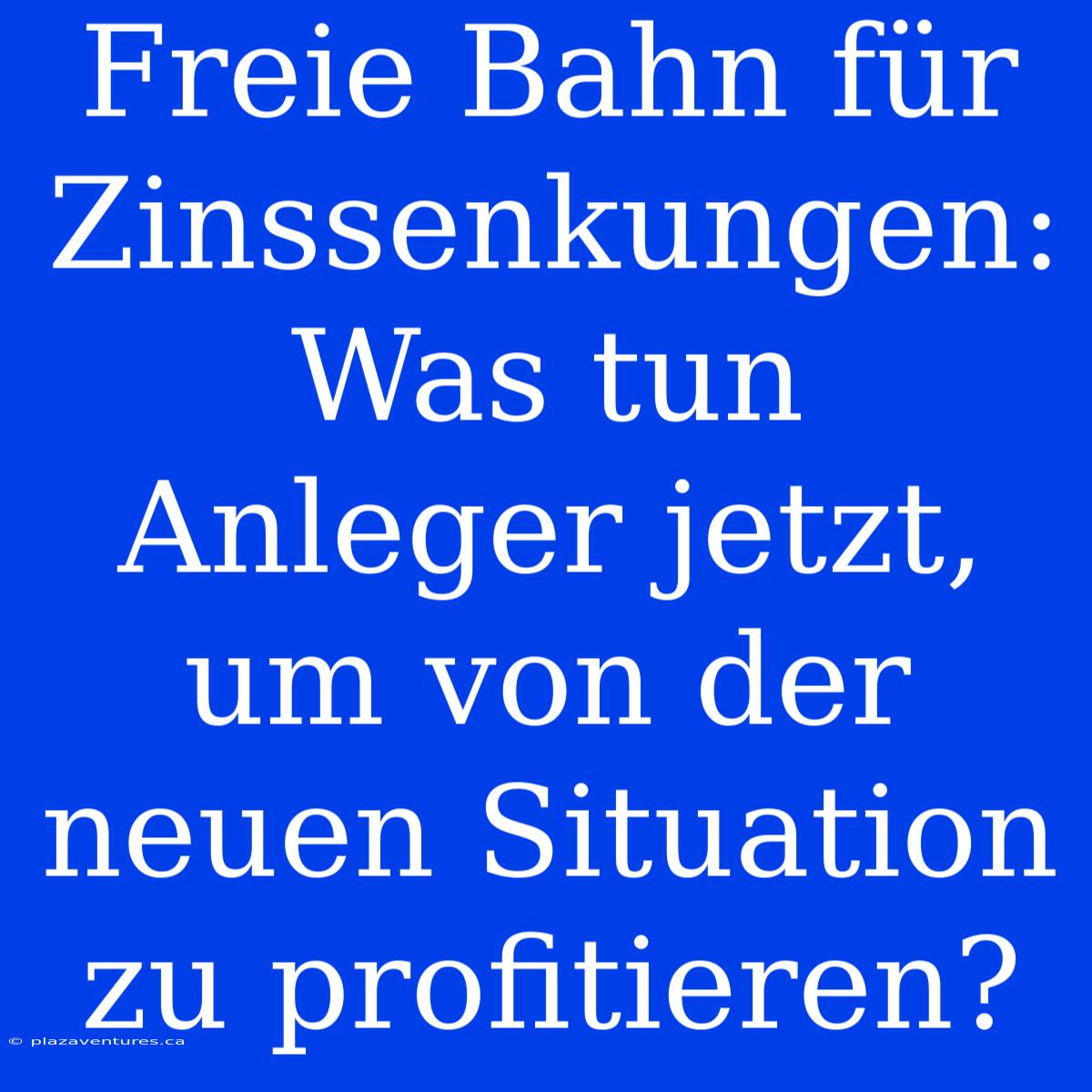 Freie Bahn Für Zinssenkungen: Was Tun Anleger Jetzt, Um Von Der Neuen Situation Zu Profitieren?