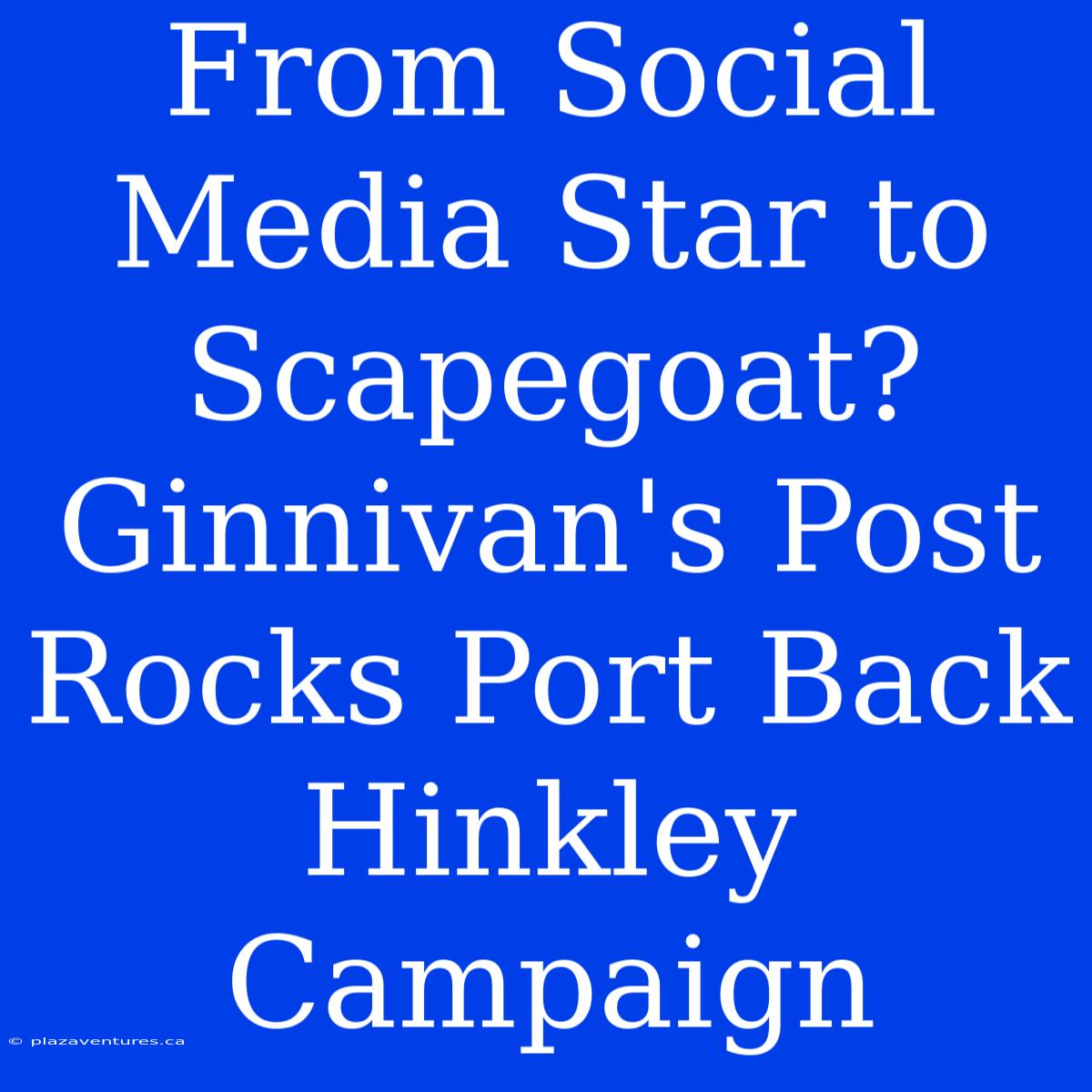 From Social Media Star To Scapegoat? Ginnivan's Post Rocks Port Back Hinkley Campaign