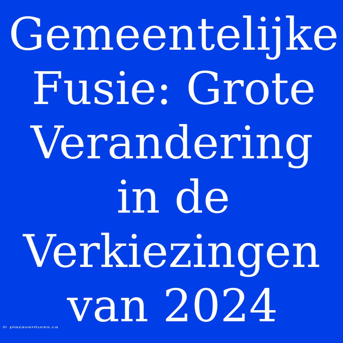 Gemeentelijke Fusie: Grote Verandering In De Verkiezingen Van 2024