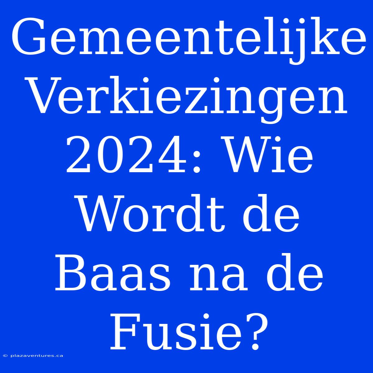 Gemeentelijke Verkiezingen 2024: Wie Wordt De Baas Na De Fusie?