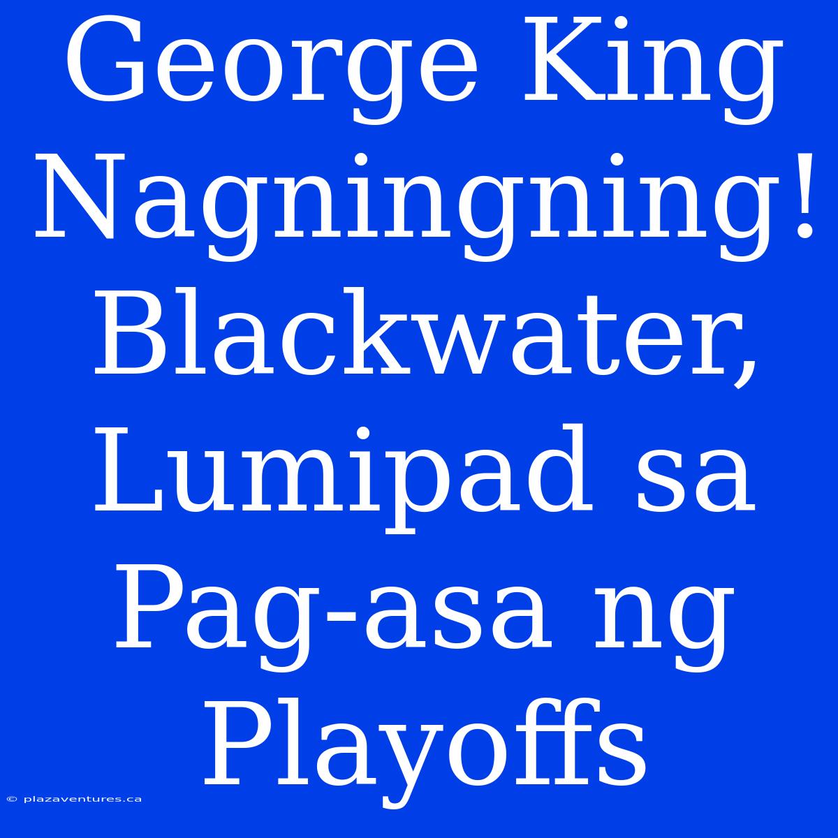 George King Nagningning! Blackwater, Lumipad Sa Pag-asa Ng Playoffs