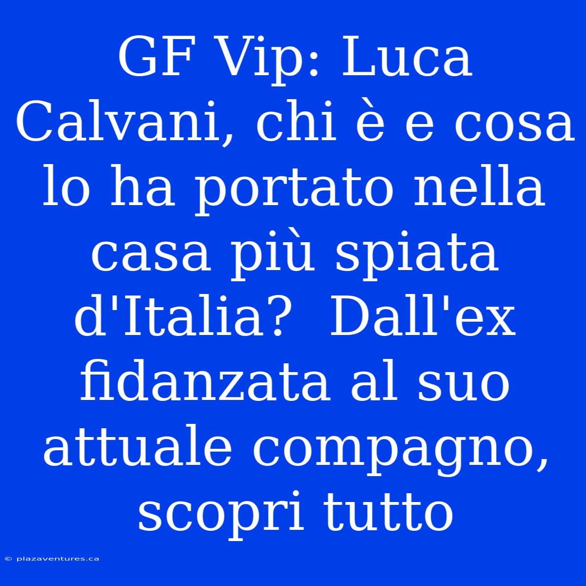 GF Vip: Luca Calvani, Chi È E Cosa Lo Ha Portato Nella Casa Più Spiata D'Italia?  Dall'ex Fidanzata Al Suo Attuale Compagno, Scopri Tutto