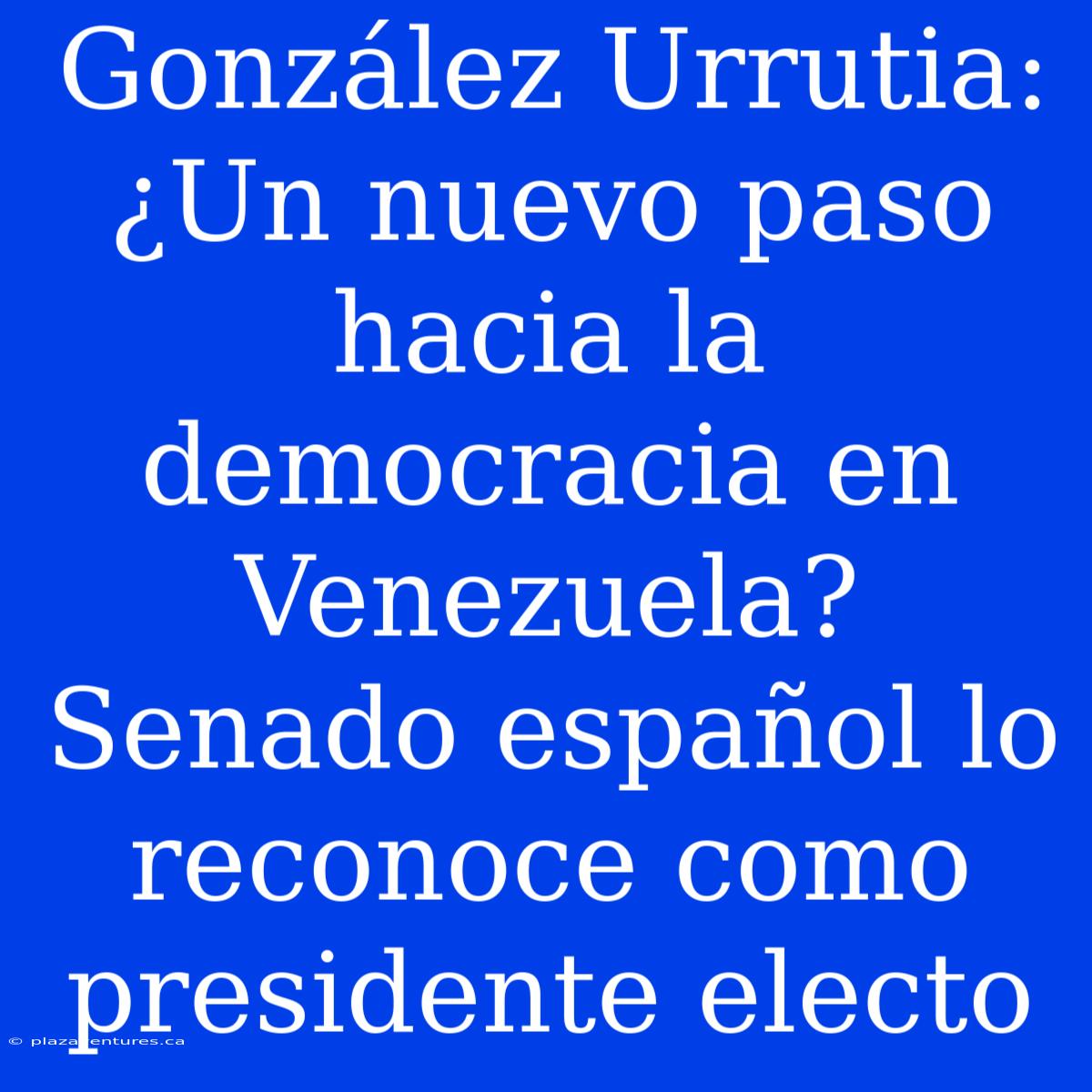 González Urrutia: ¿Un Nuevo Paso Hacia La Democracia En Venezuela? Senado Español Lo Reconoce Como Presidente Electo