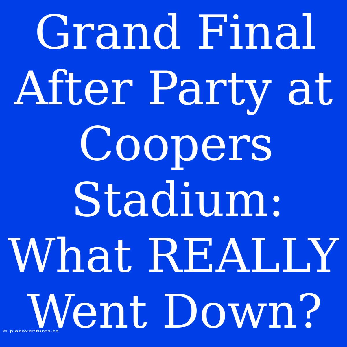 Grand Final After Party At Coopers Stadium: What REALLY Went Down?