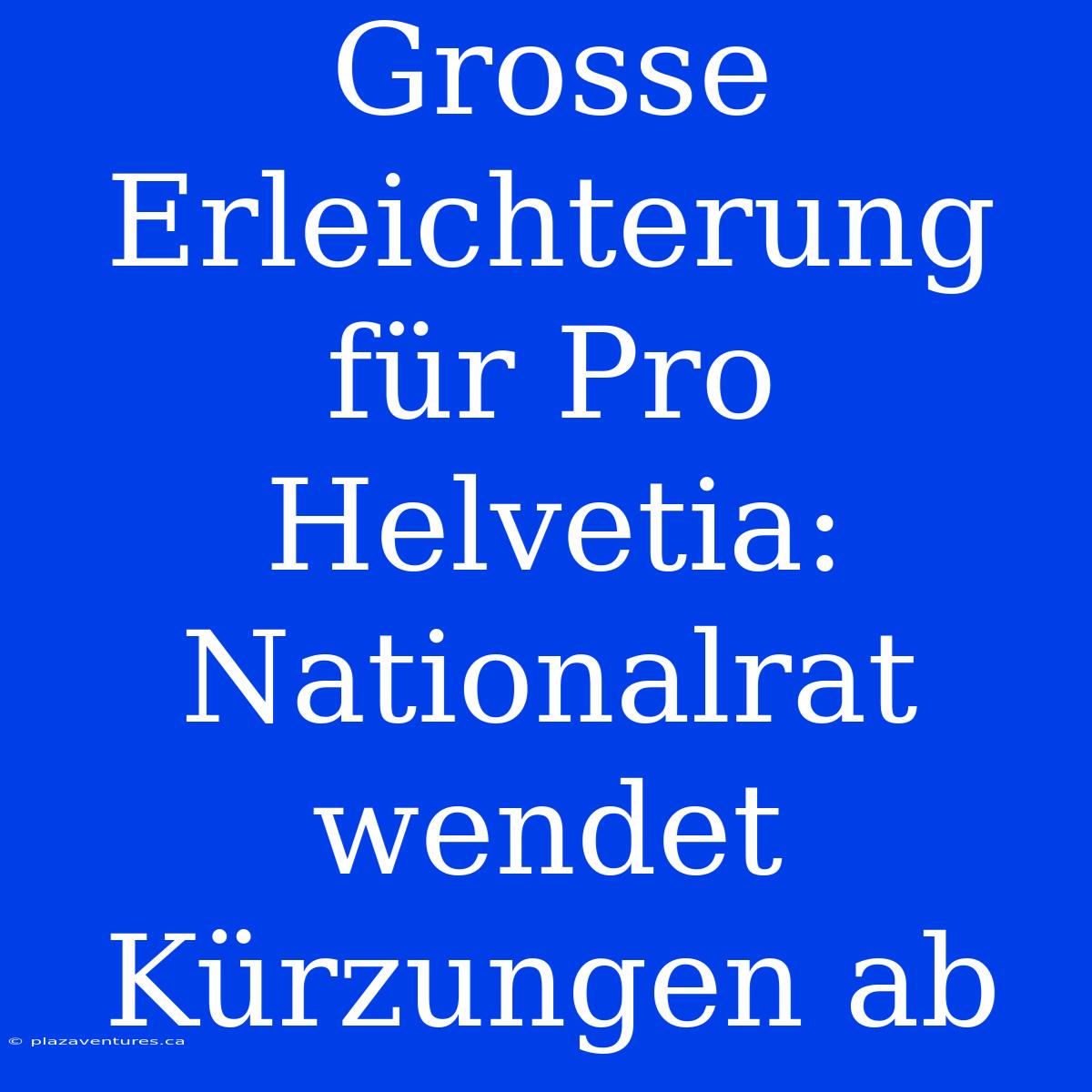 Grosse Erleichterung Für Pro Helvetia: Nationalrat Wendet Kürzungen Ab