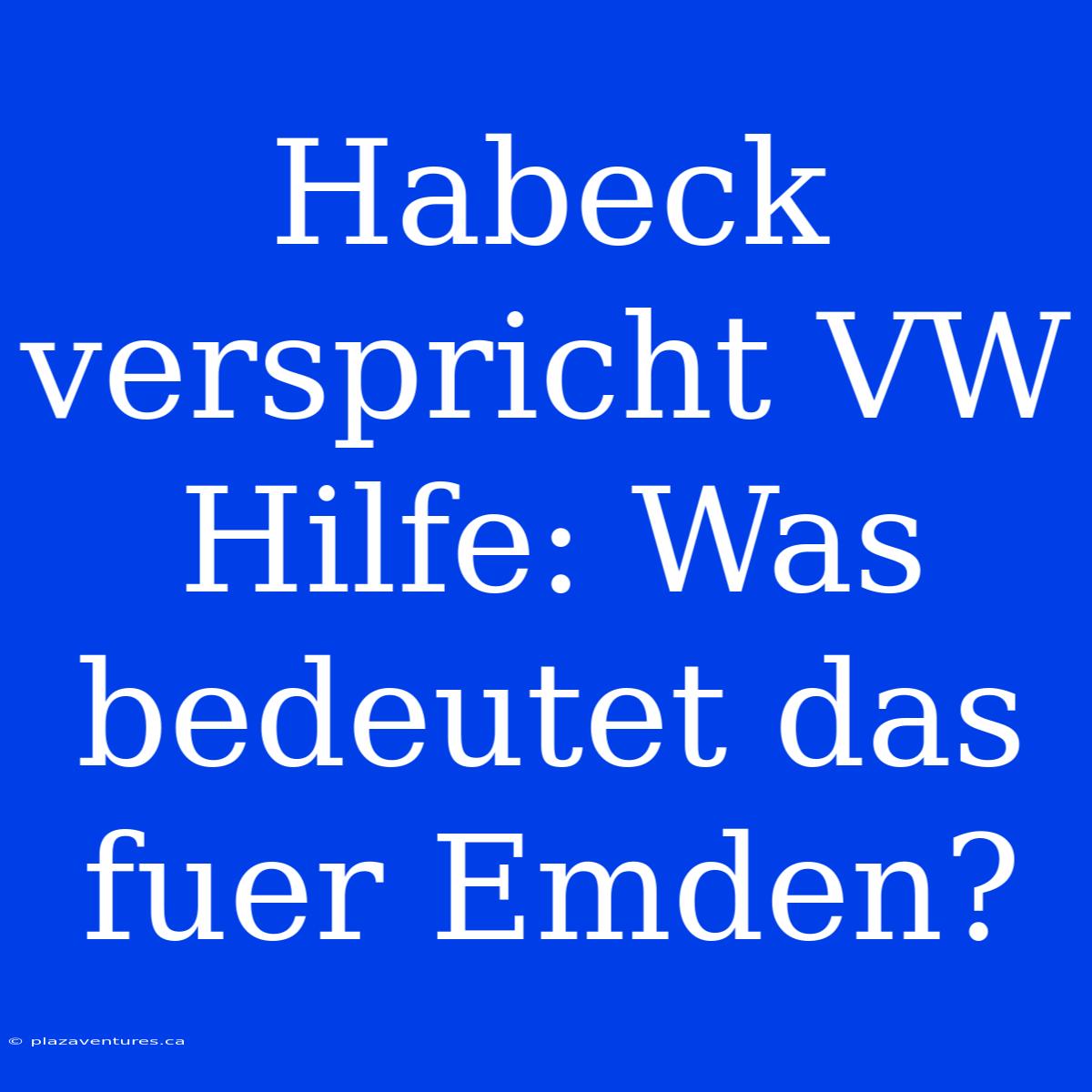 Habeck Verspricht VW Hilfe: Was Bedeutet Das Fuer Emden?