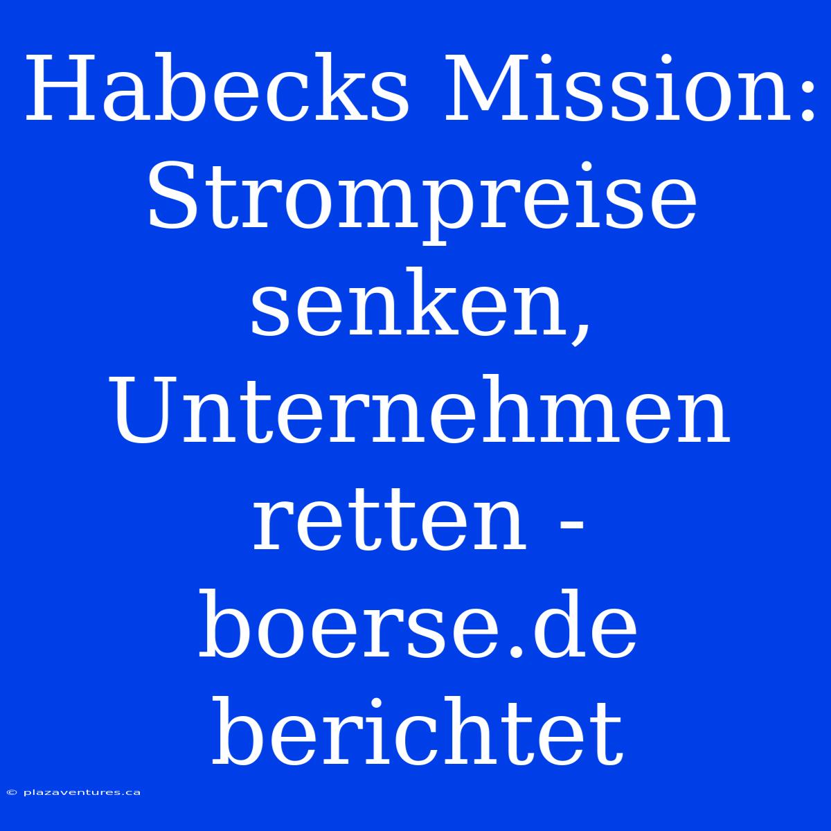 Habecks Mission: Strompreise Senken, Unternehmen Retten - Boerse.de Berichtet