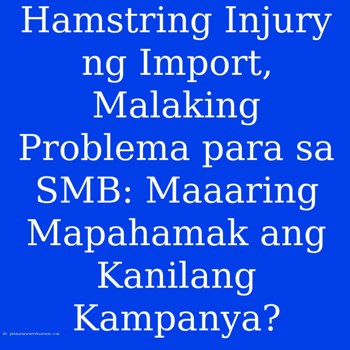 Hamstring Injury Ng Import, Malaking Problema Para Sa SMB: Maaaring Mapahamak Ang Kanilang Kampanya?