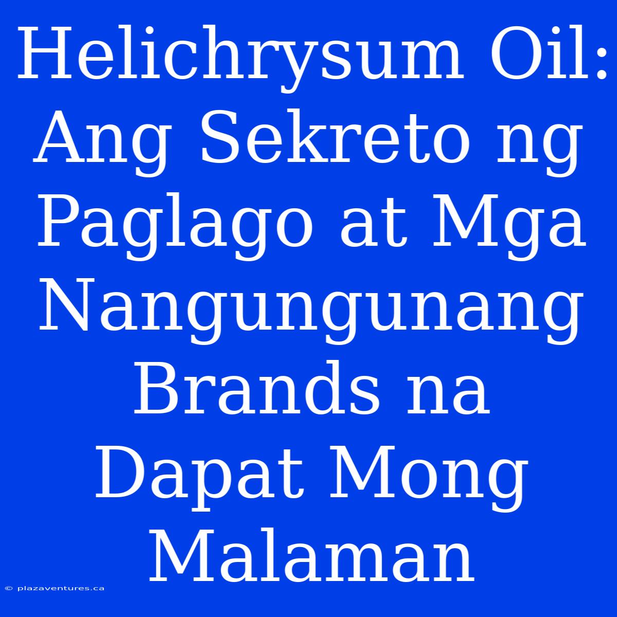 Helichrysum Oil:  Ang Sekreto Ng  Paglago At Mga Nangungunang Brands Na Dapat Mong Malaman