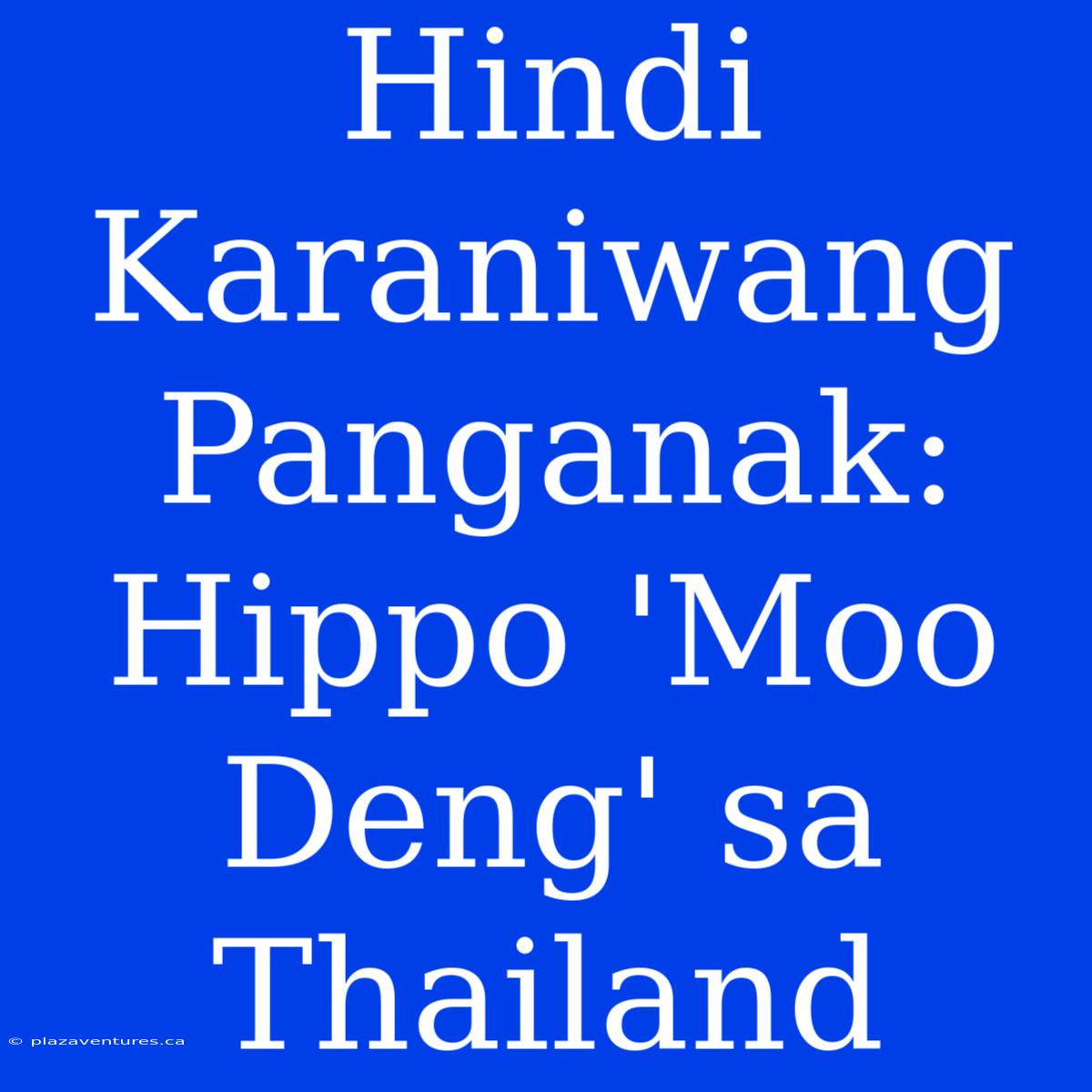 Hindi Karaniwang Panganak: Hippo 'Moo Deng' Sa Thailand