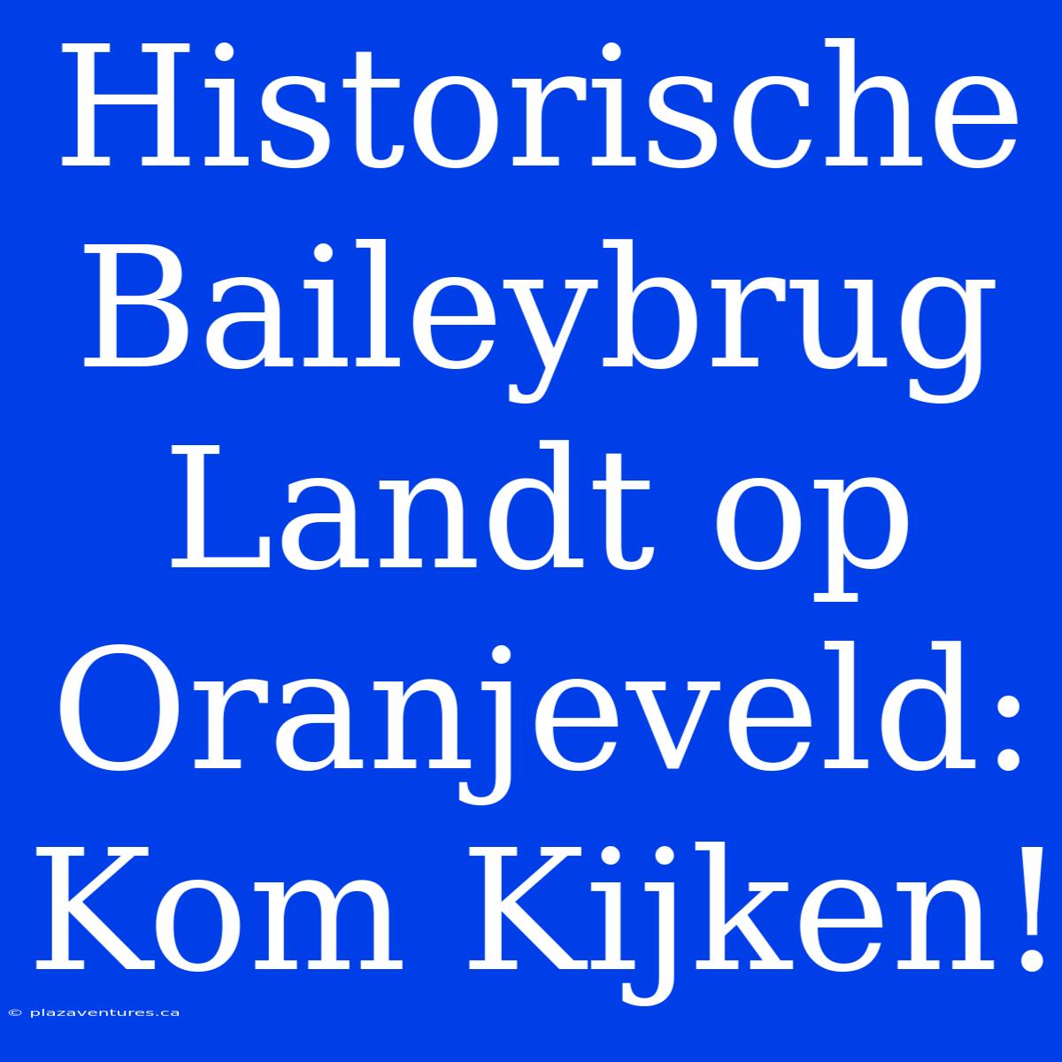 Historische Baileybrug Landt Op Oranjeveld: Kom Kijken!