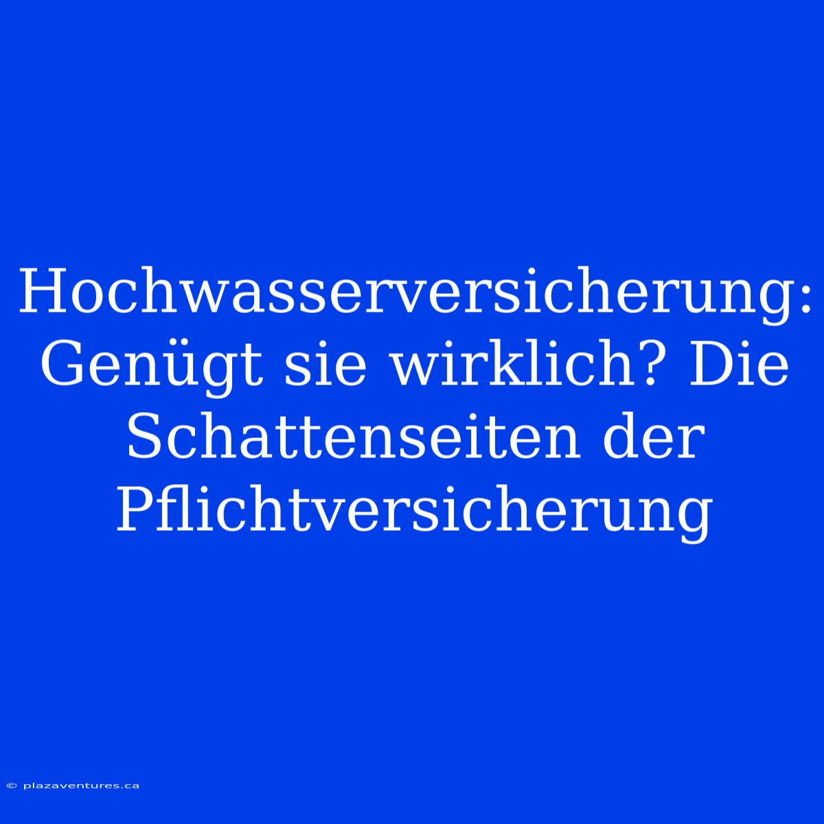 Hochwasserversicherung: Genügt Sie Wirklich? Die Schattenseiten Der Pflichtversicherung