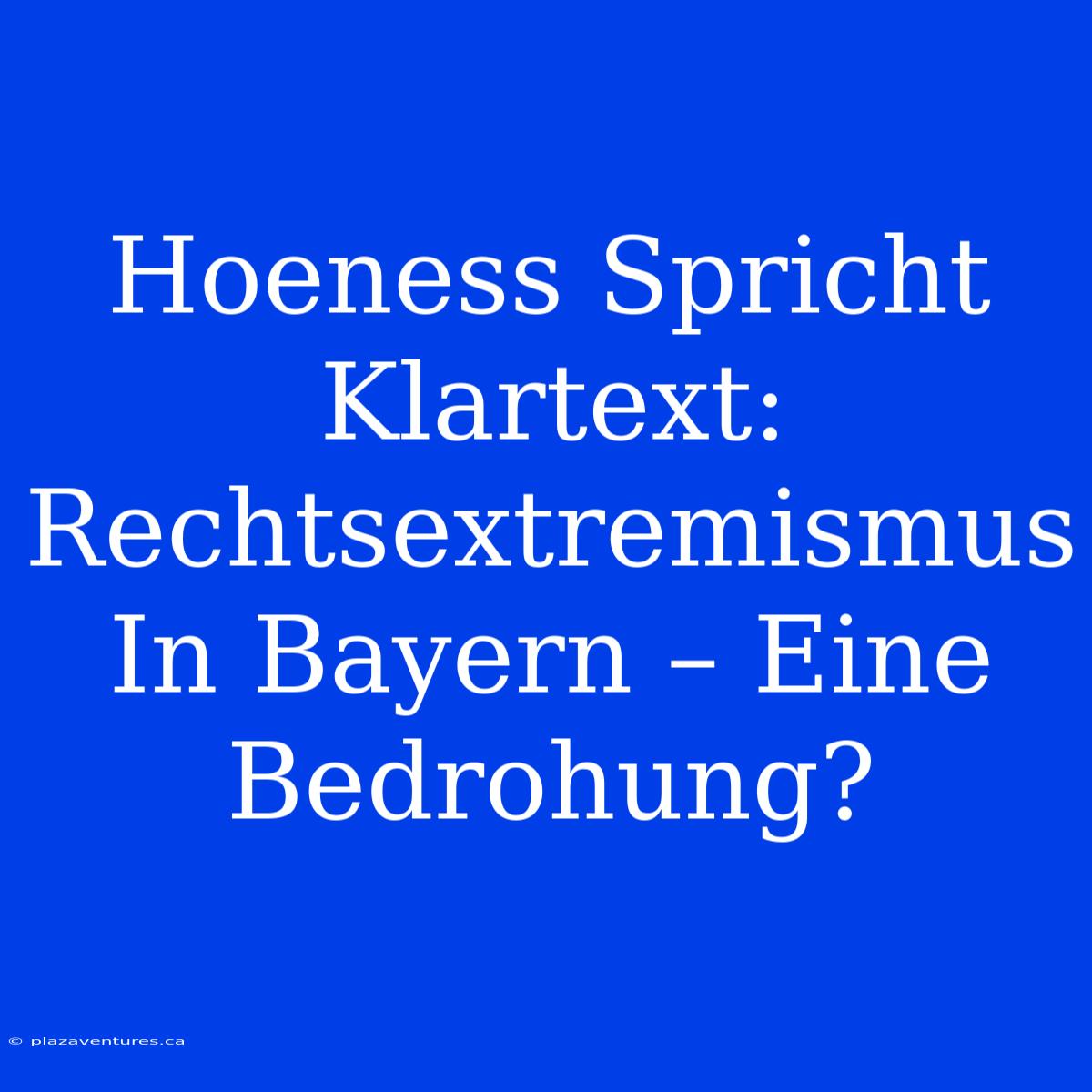 Hoeness Spricht Klartext: Rechtsextremismus In Bayern – Eine Bedrohung?