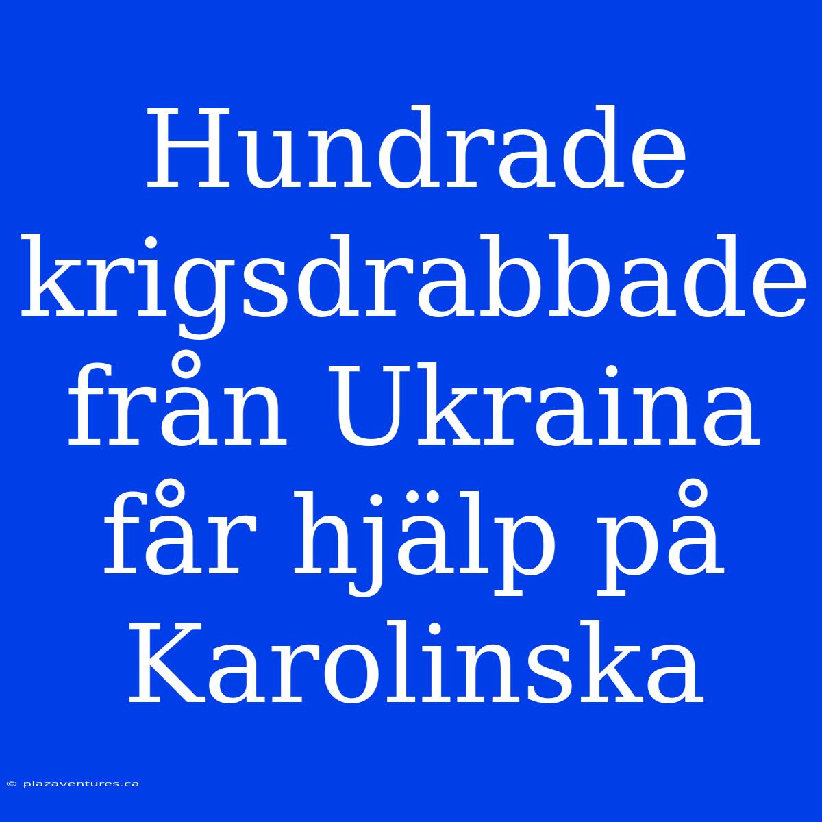 Hundrade Krigsdrabbade Från Ukraina Får Hjälp På Karolinska