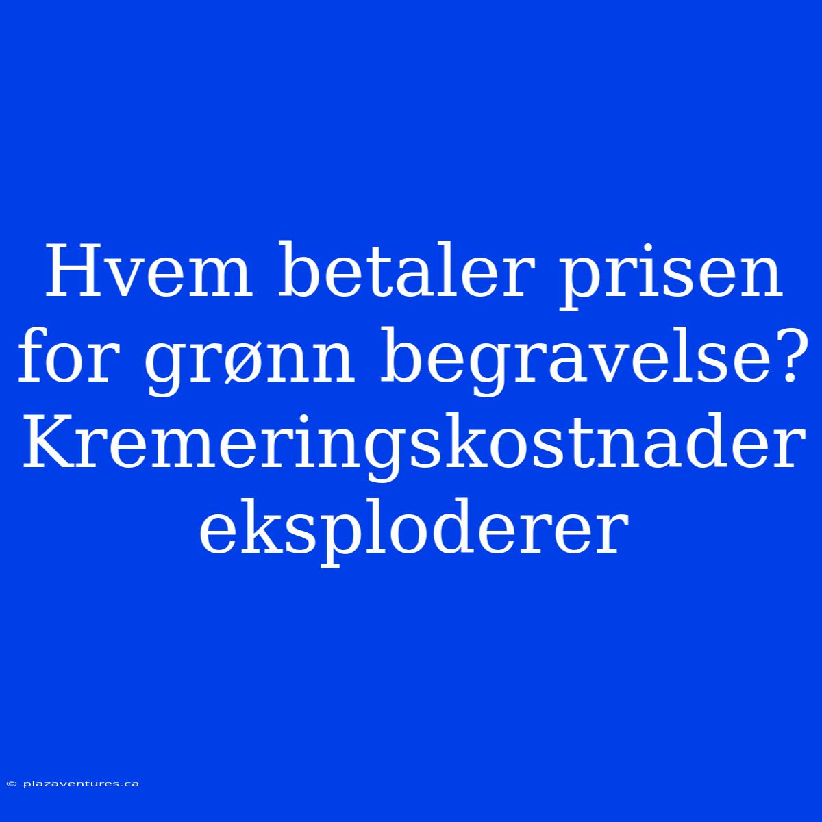 Hvem Betaler Prisen For Grønn Begravelse? Kremeringskostnader Eksploderer