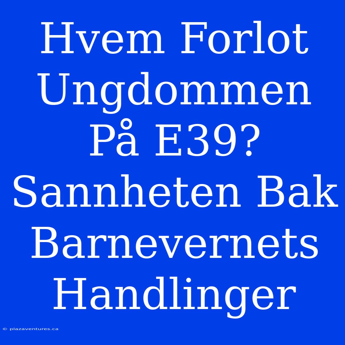 Hvem Forlot Ungdommen På E39? Sannheten Bak Barnevernets Handlinger