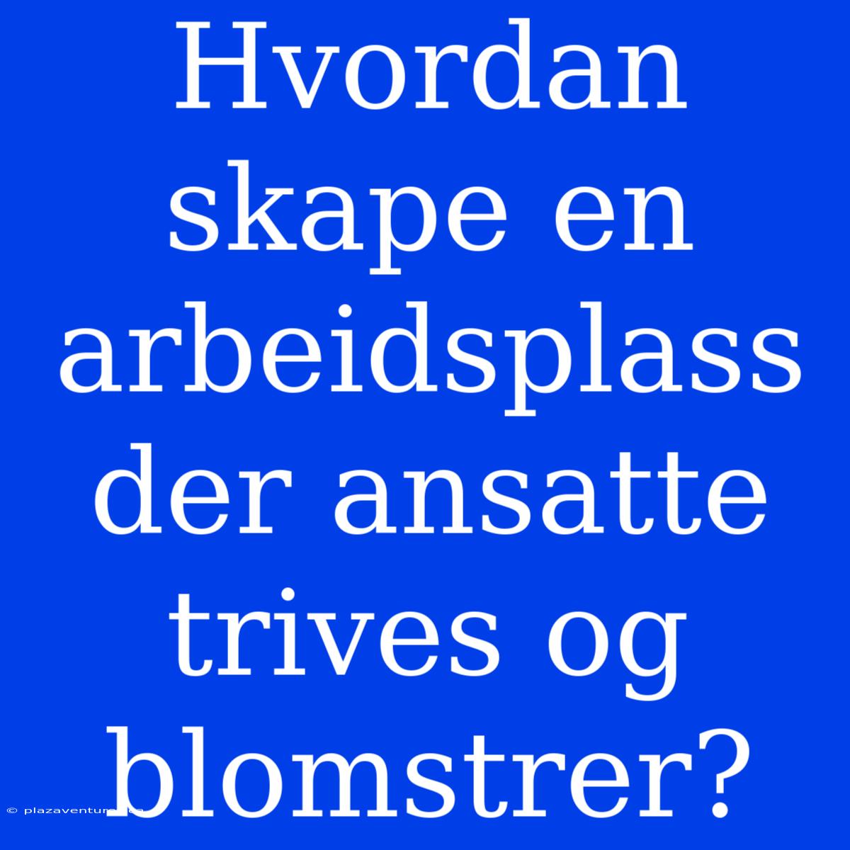 Hvordan Skape En Arbeidsplass Der Ansatte Trives Og Blomstrer?