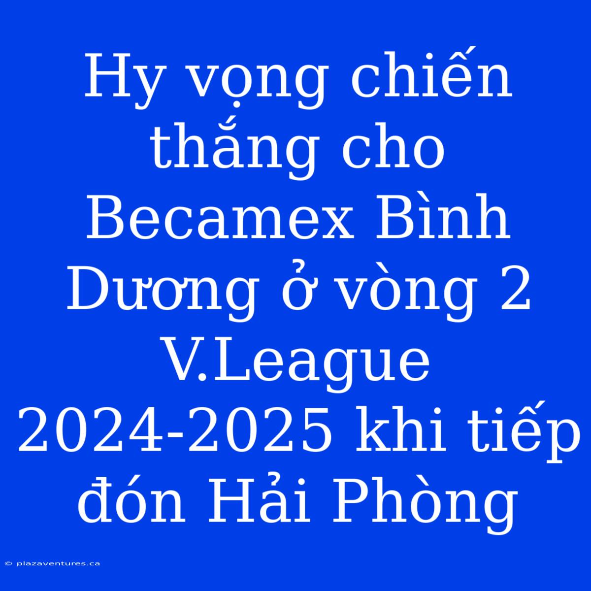 Hy Vọng Chiến Thắng Cho Becamex Bình Dương Ở Vòng 2 V.League 2024-2025 Khi Tiếp Đón Hải Phòng