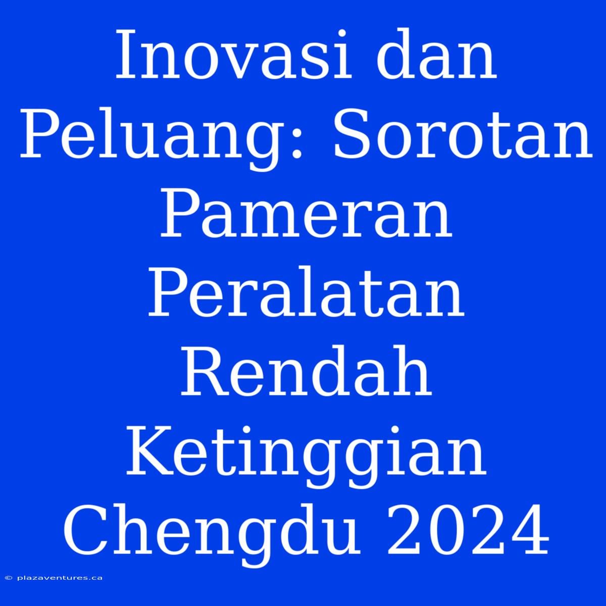 Inovasi Dan Peluang: Sorotan Pameran Peralatan Rendah Ketinggian Chengdu 2024