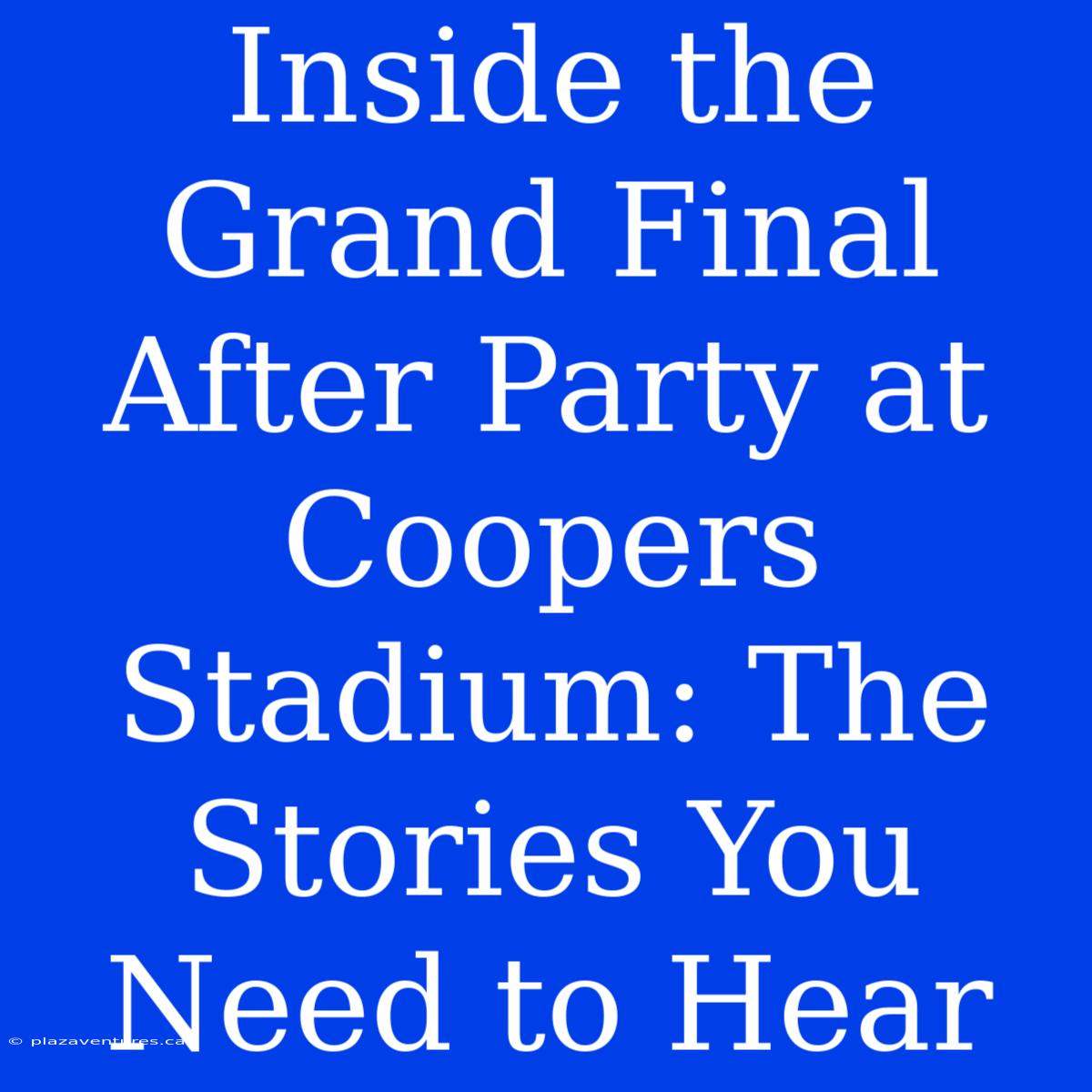 Inside The Grand Final After Party At Coopers Stadium: The Stories You Need To Hear