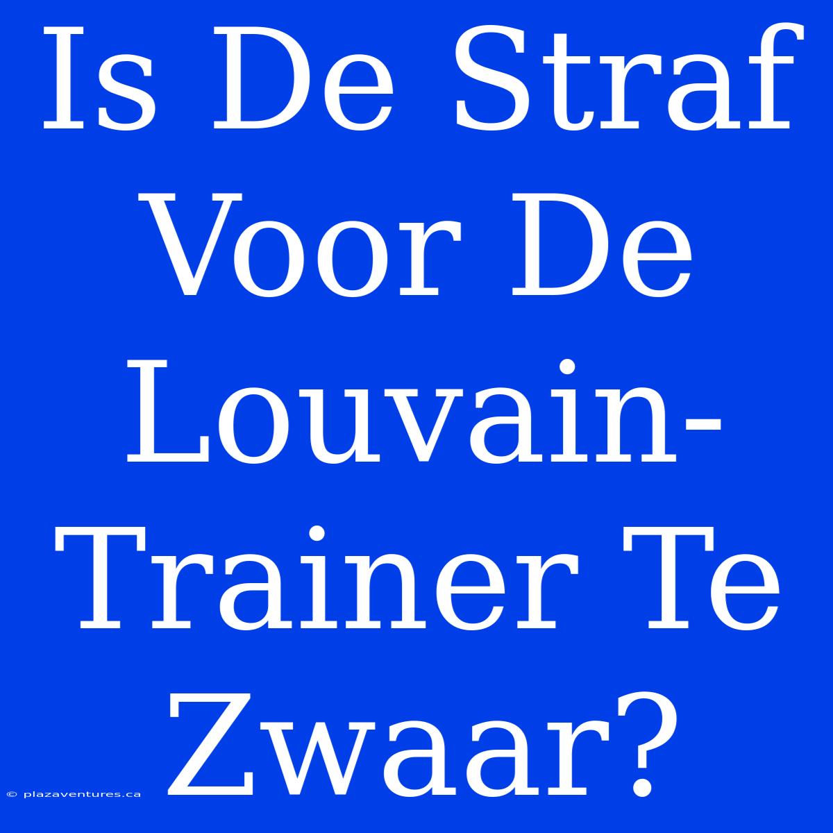 Is De Straf Voor De Louvain-Trainer Te Zwaar?