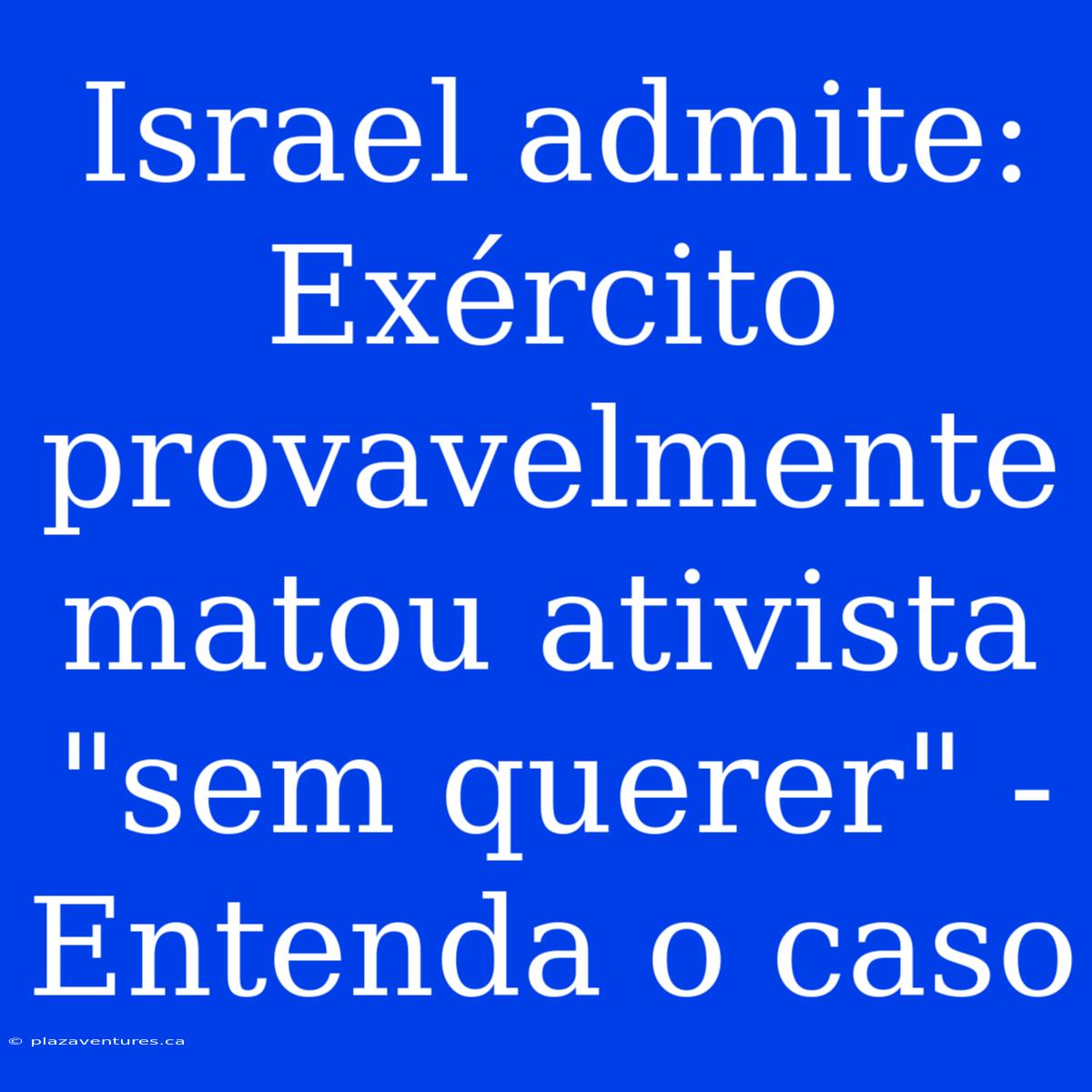 Israel Admite: Exército Provavelmente Matou Ativista 