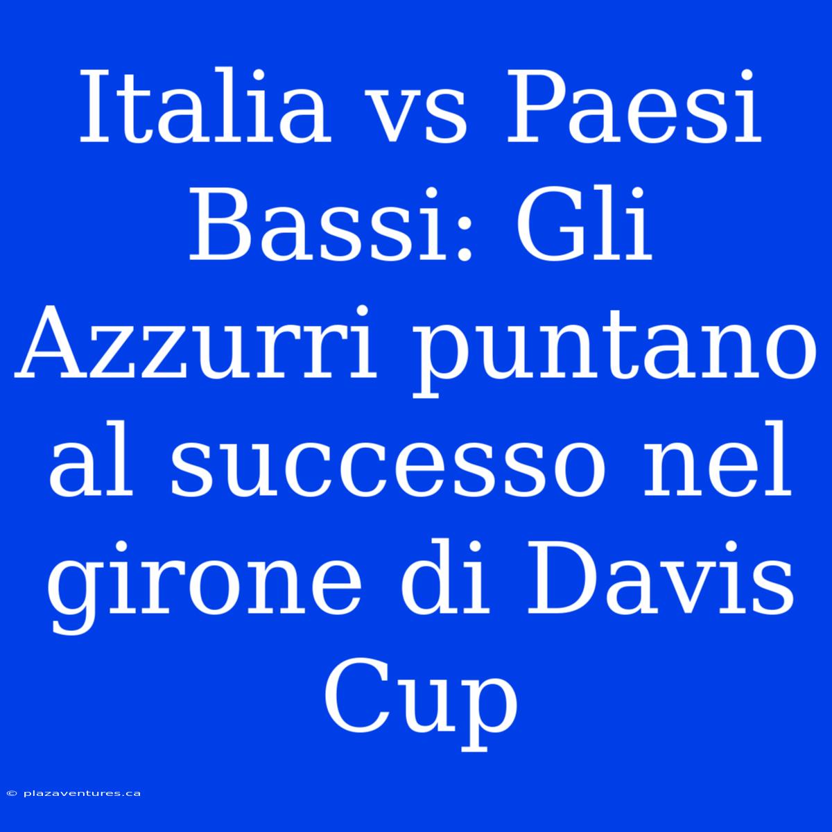 Italia Vs Paesi Bassi: Gli Azzurri Puntano Al Successo Nel Girone Di Davis Cup