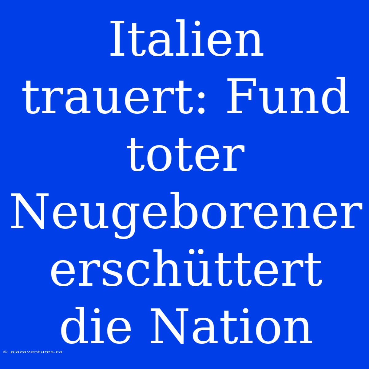 Italien Trauert: Fund Toter Neugeborener Erschüttert Die Nation