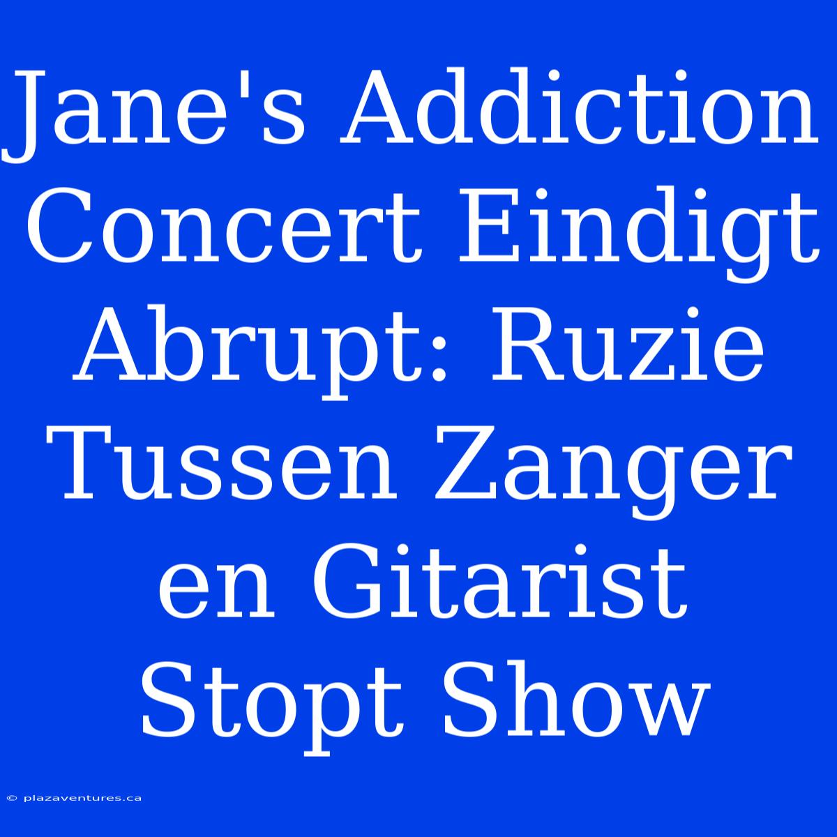 Jane's Addiction Concert Eindigt Abrupt: Ruzie Tussen Zanger En Gitarist Stopt Show