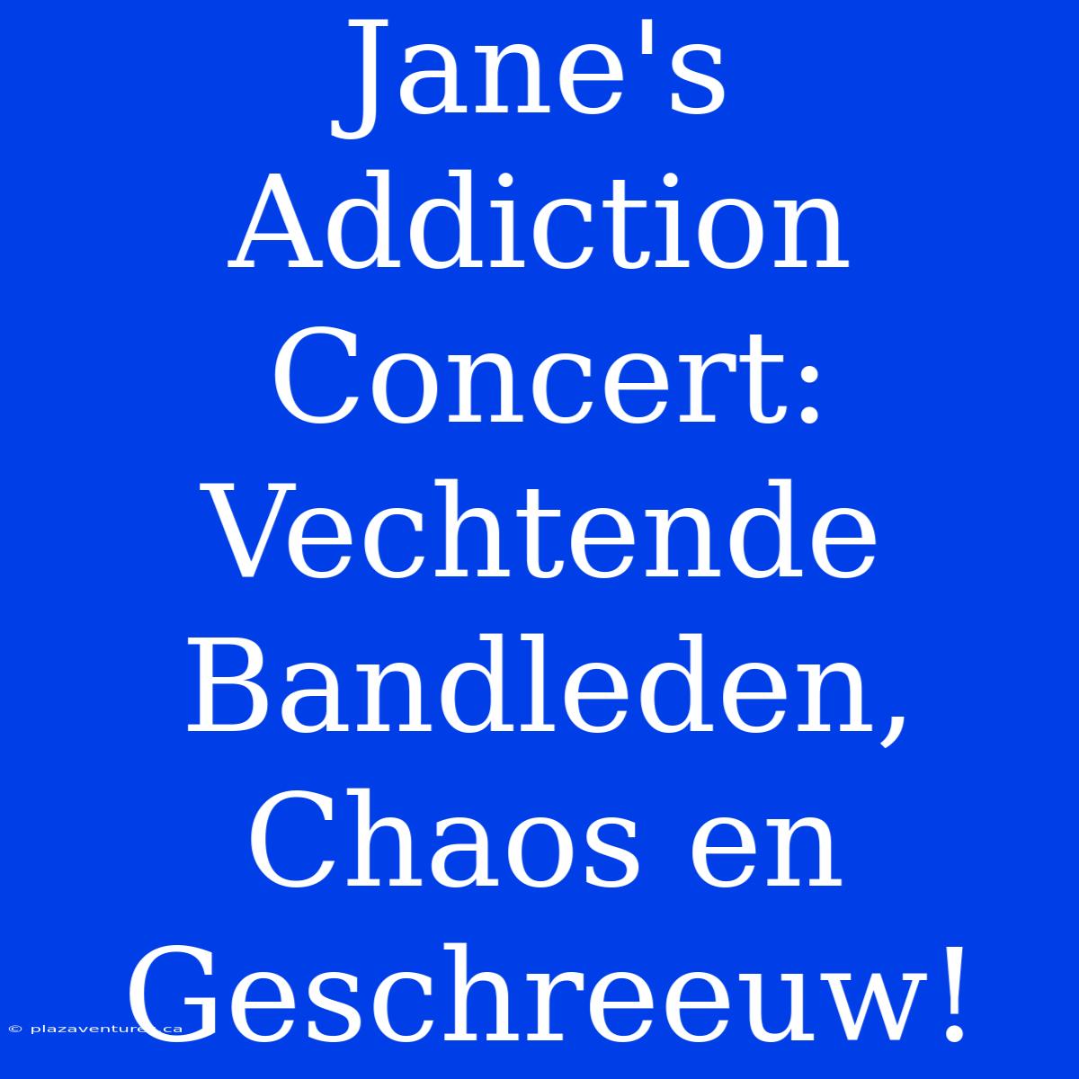 Jane's Addiction Concert: Vechtende Bandleden, Chaos En Geschreeuw!