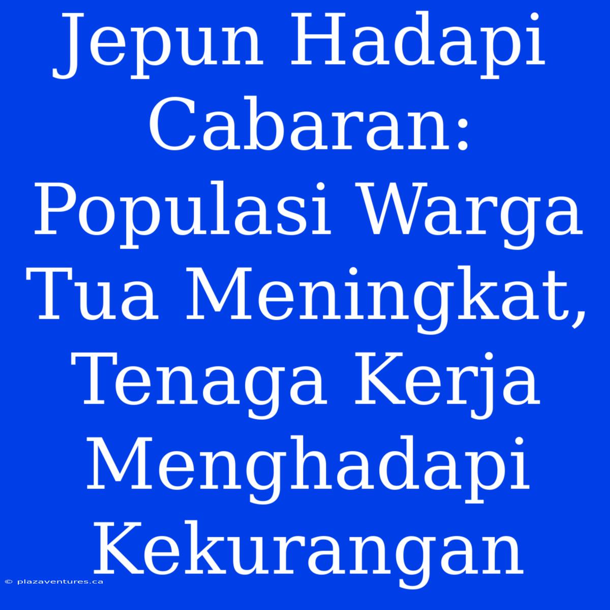 Jepun Hadapi Cabaran: Populasi Warga Tua Meningkat, Tenaga Kerja Menghadapi Kekurangan