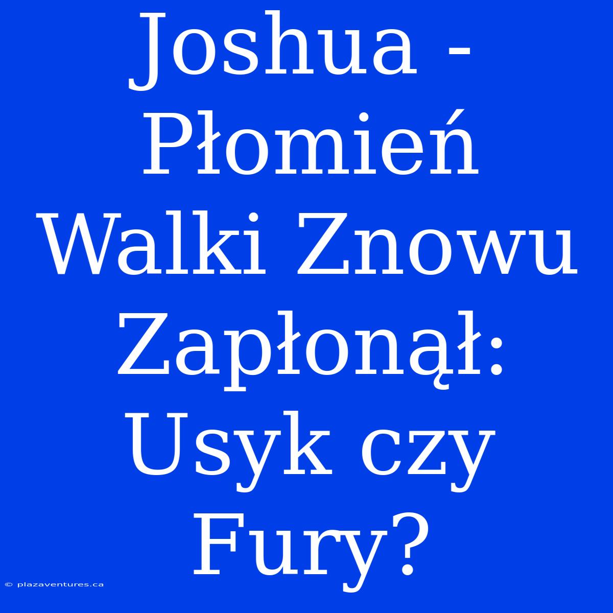 Joshua - Płomień Walki Znowu Zapłonął: Usyk Czy Fury?