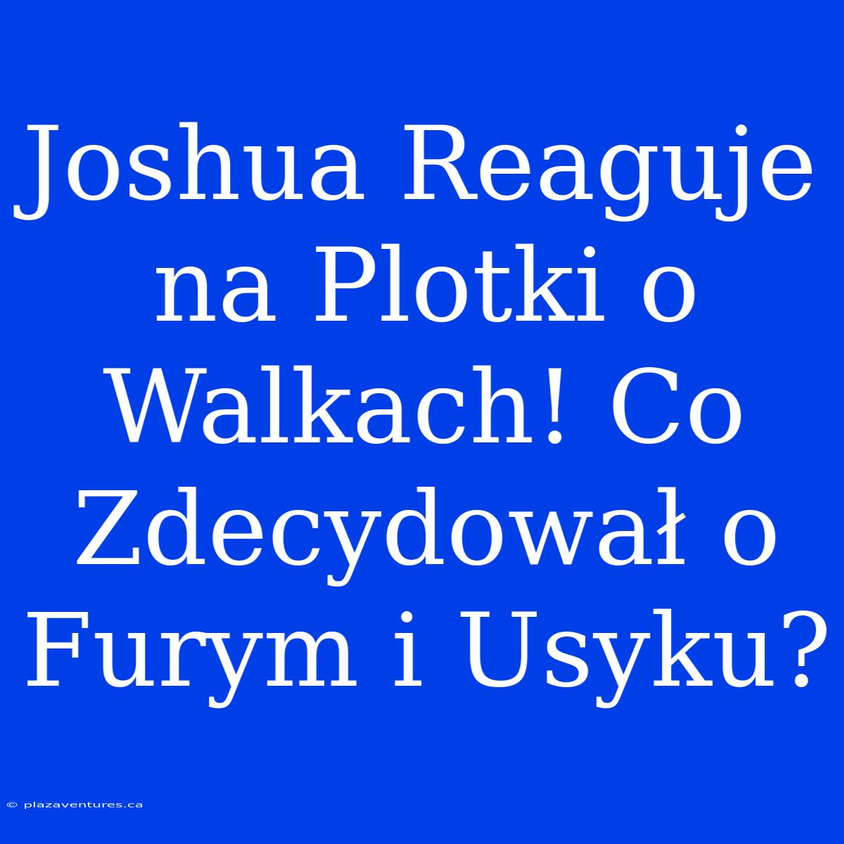 Joshua Reaguje Na Plotki O Walkach! Co Zdecydował O Furym I Usyku?