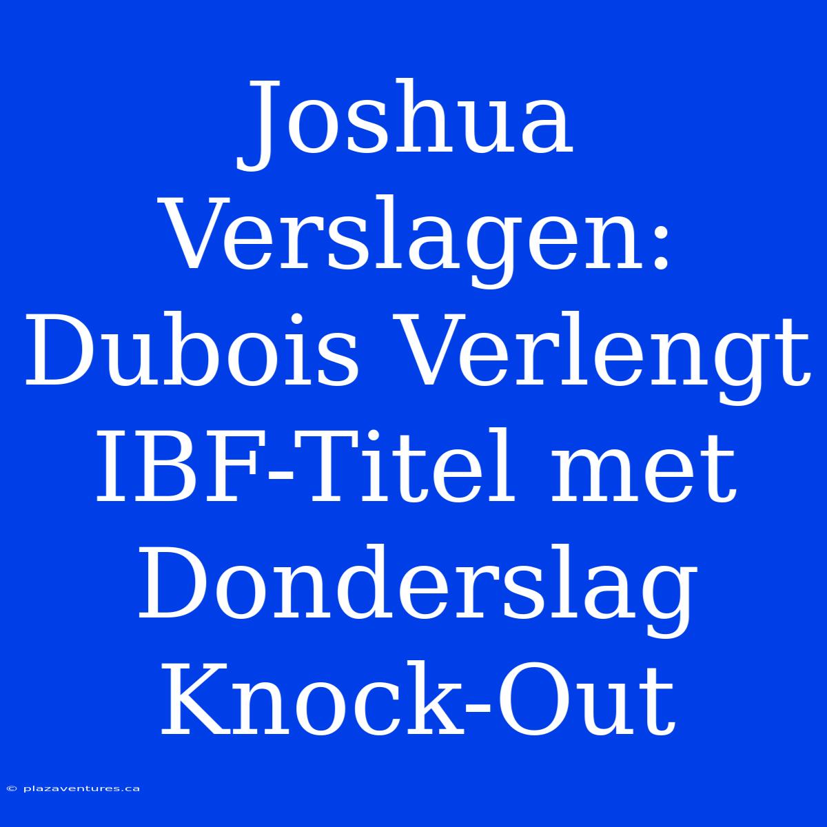 Joshua Verslagen: Dubois Verlengt IBF-Titel Met Donderslag Knock-Out