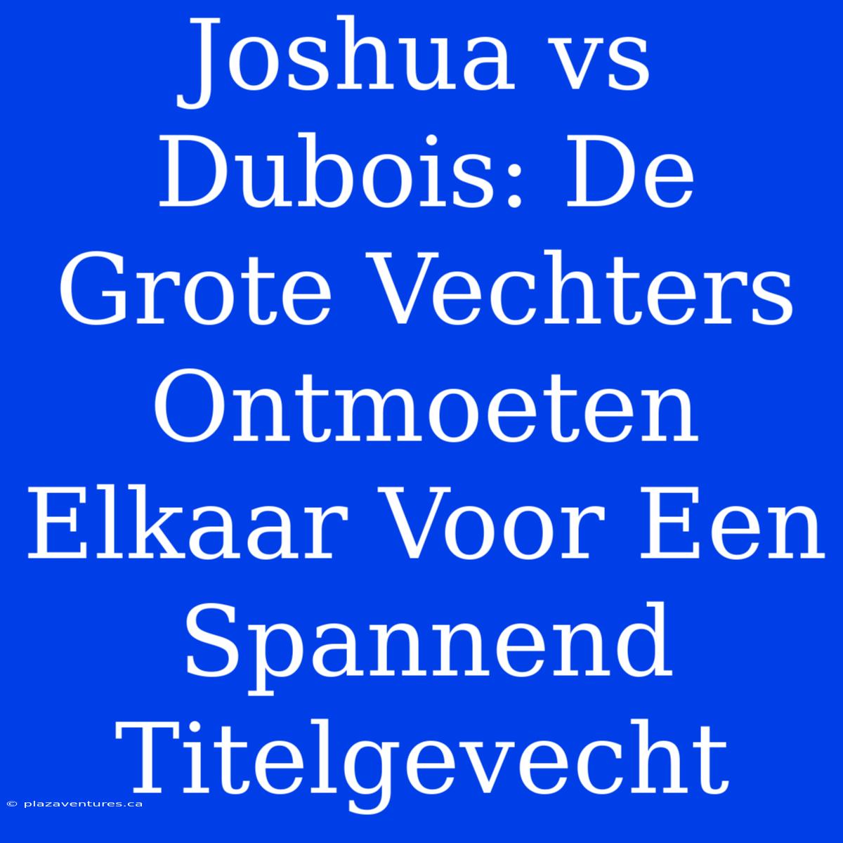 Joshua Vs Dubois: De Grote Vechters Ontmoeten Elkaar Voor Een Spannend Titelgevecht