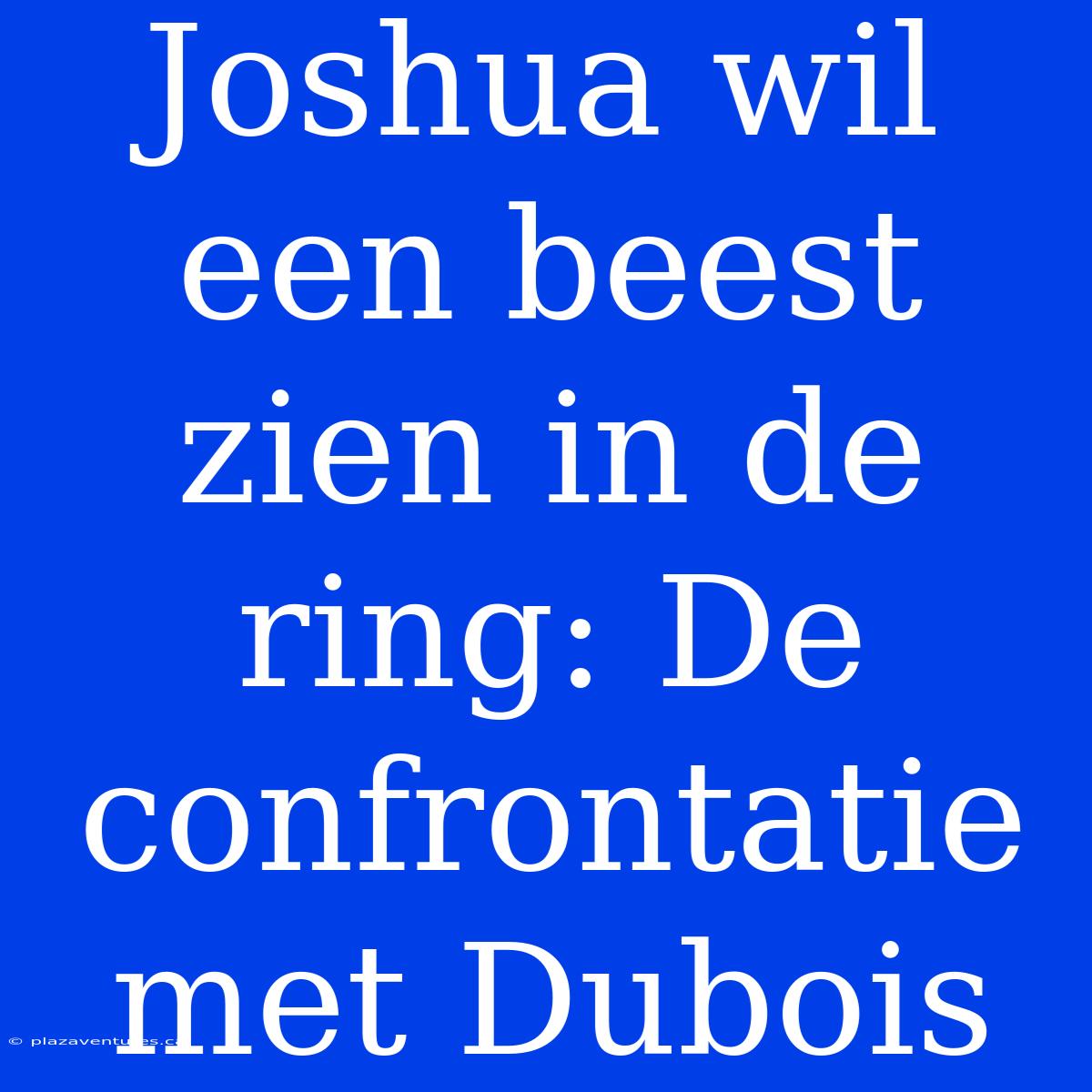 Joshua Wil Een Beest Zien In De Ring: De Confrontatie Met Dubois