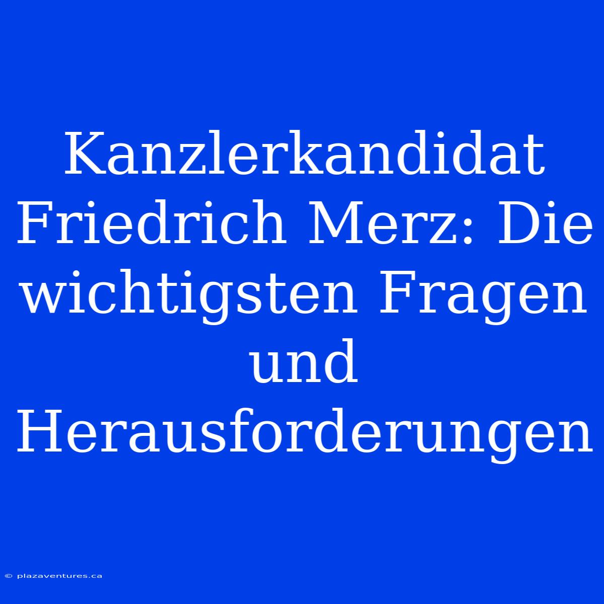 Kanzlerkandidat Friedrich Merz: Die Wichtigsten Fragen Und Herausforderungen