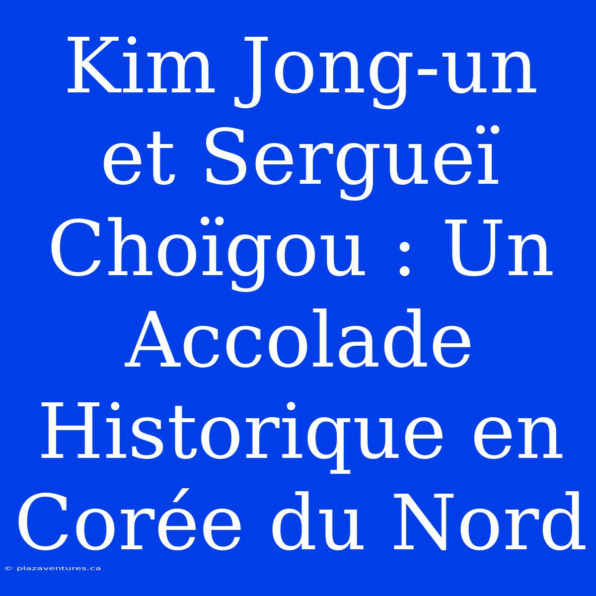 Kim Jong-un Et Sergueï Choïgou : Un Accolade Historique En Corée Du Nord