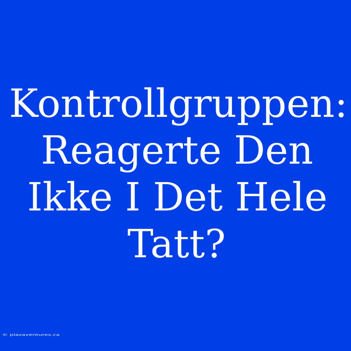 Kontrollgruppen: Reagerte Den Ikke I Det Hele Tatt?