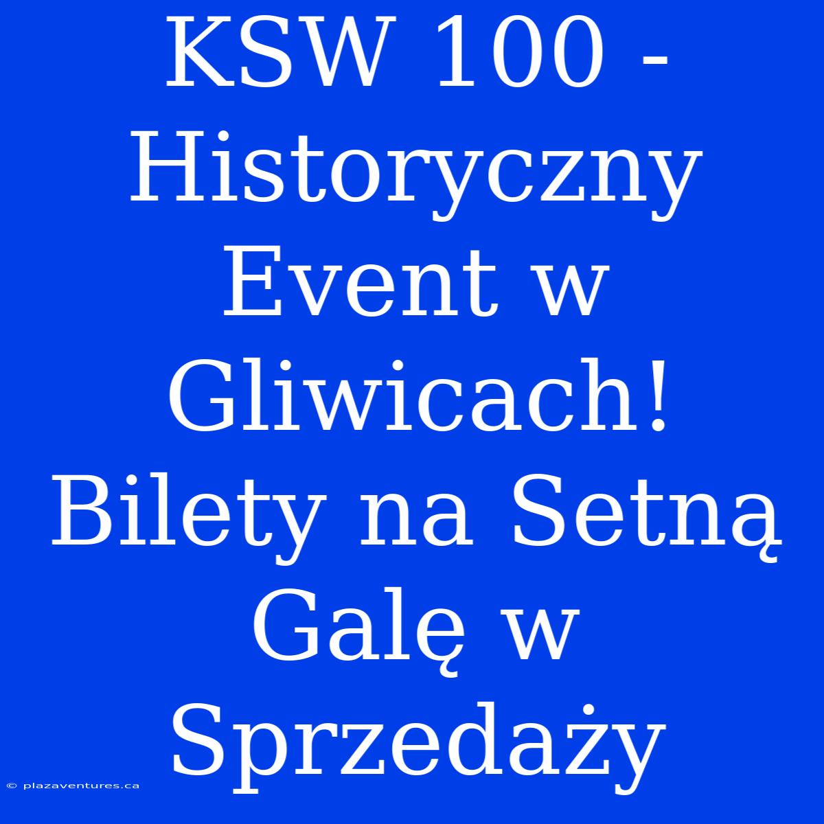 KSW 100 - Historyczny Event W Gliwicach! Bilety Na Setną Galę W Sprzedaży