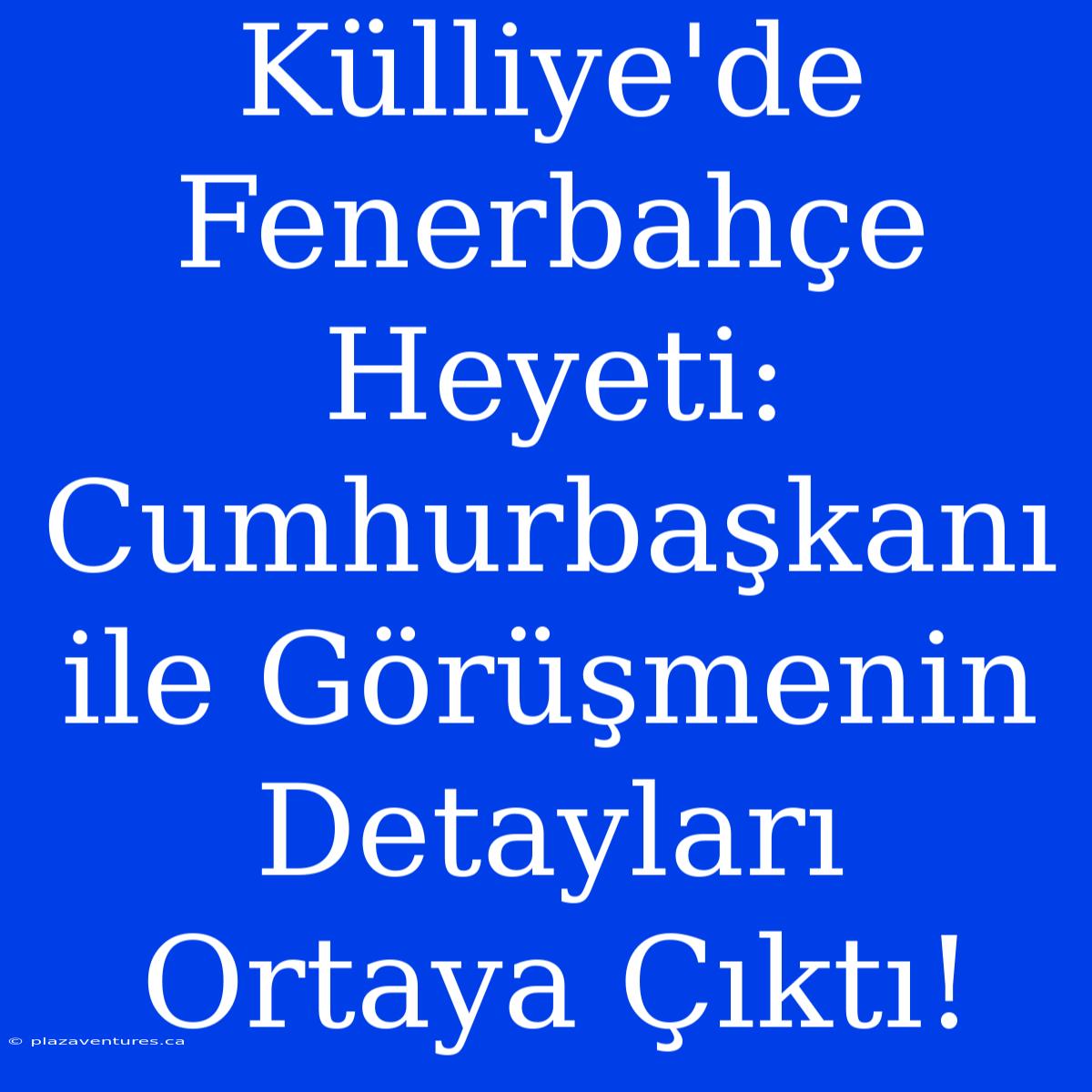 Külliye'de Fenerbahçe Heyeti: Cumhurbaşkanı Ile Görüşmenin Detayları Ortaya Çıktı!